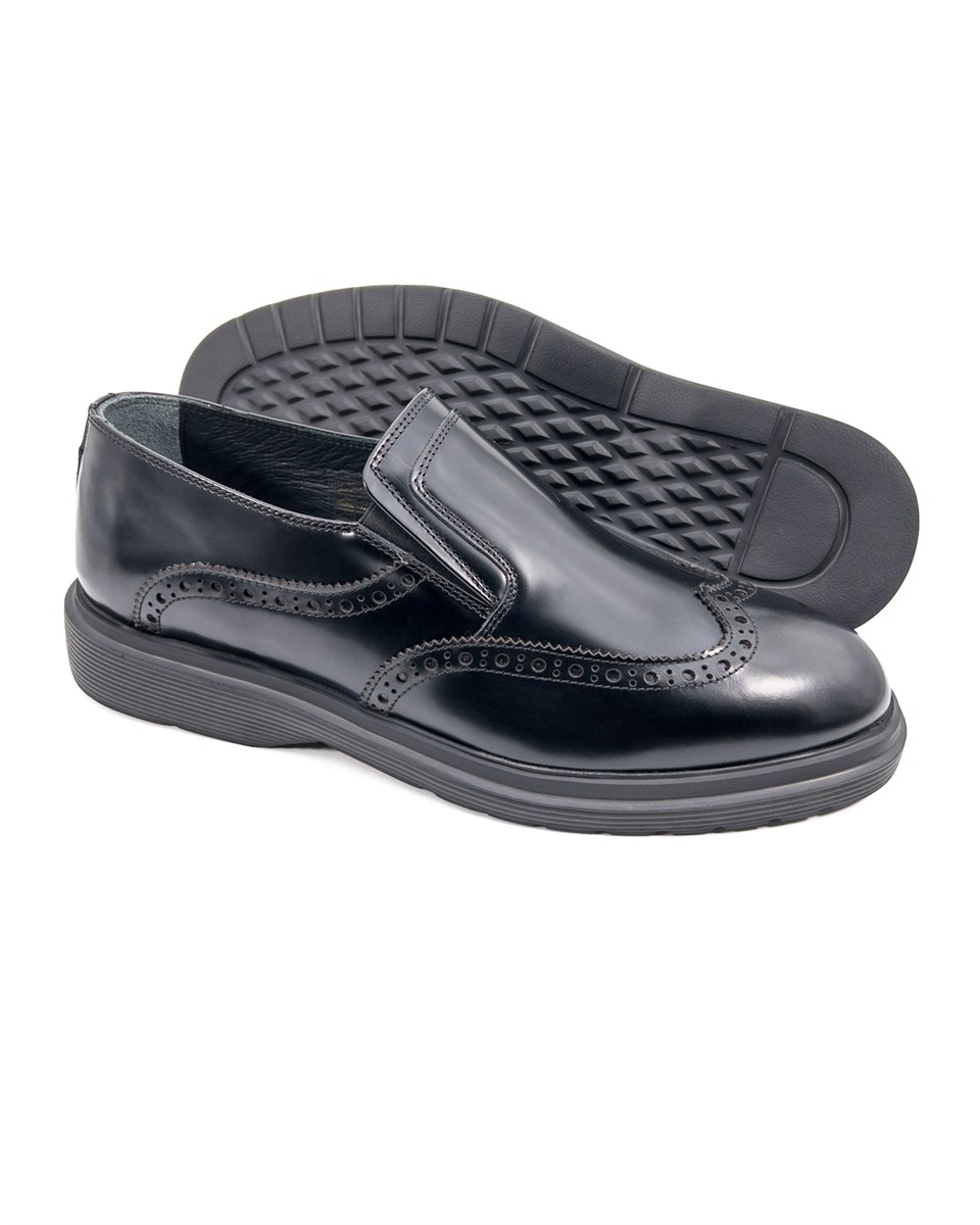 Akor Siyah Açma Hakiki Deri Günlük Klasik Erkek Ayakkabı