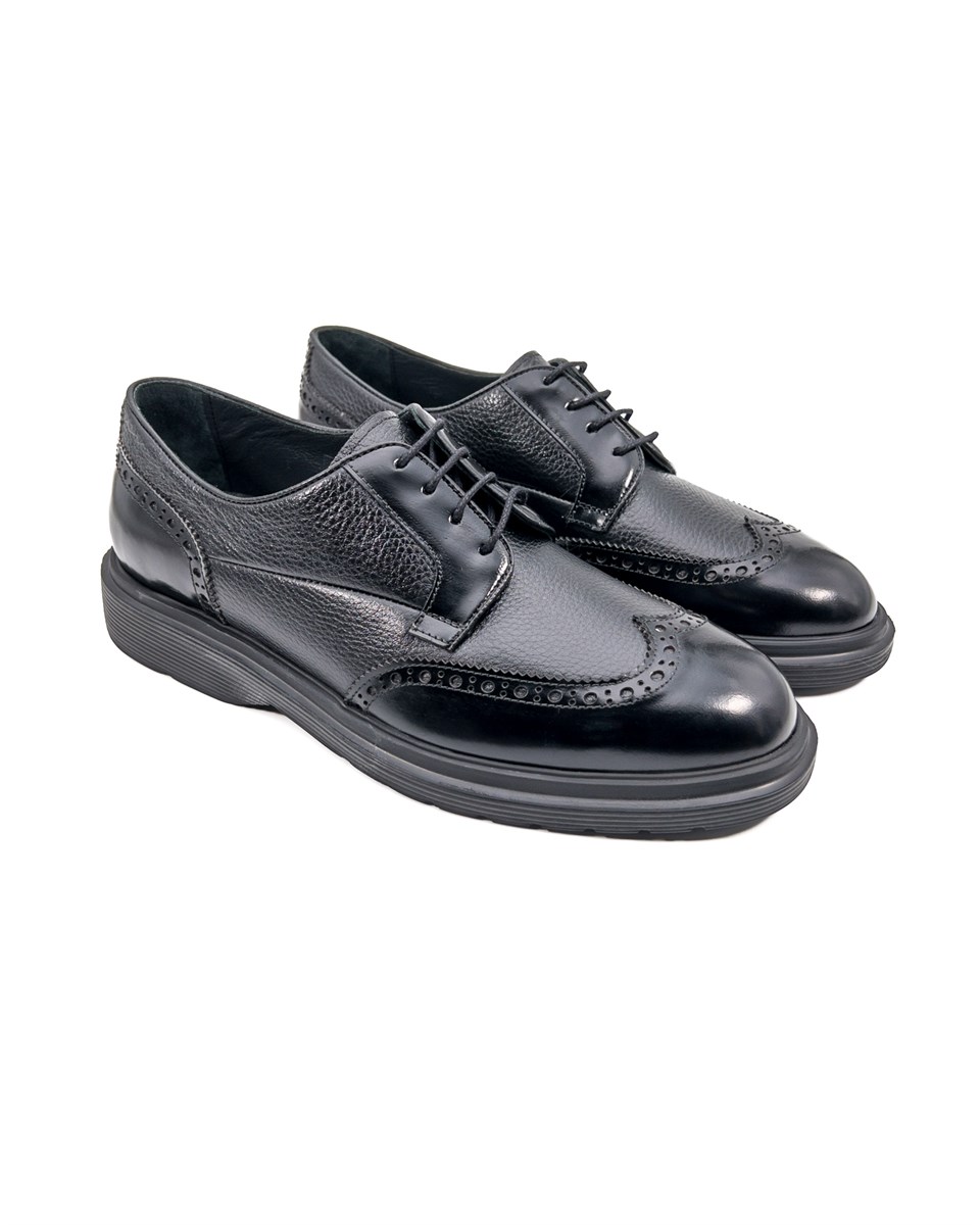 Armoni Siyah Açma Hakiki Deri Siyah Rugan Deri Günlük Klasik Erkek Ayakkabı