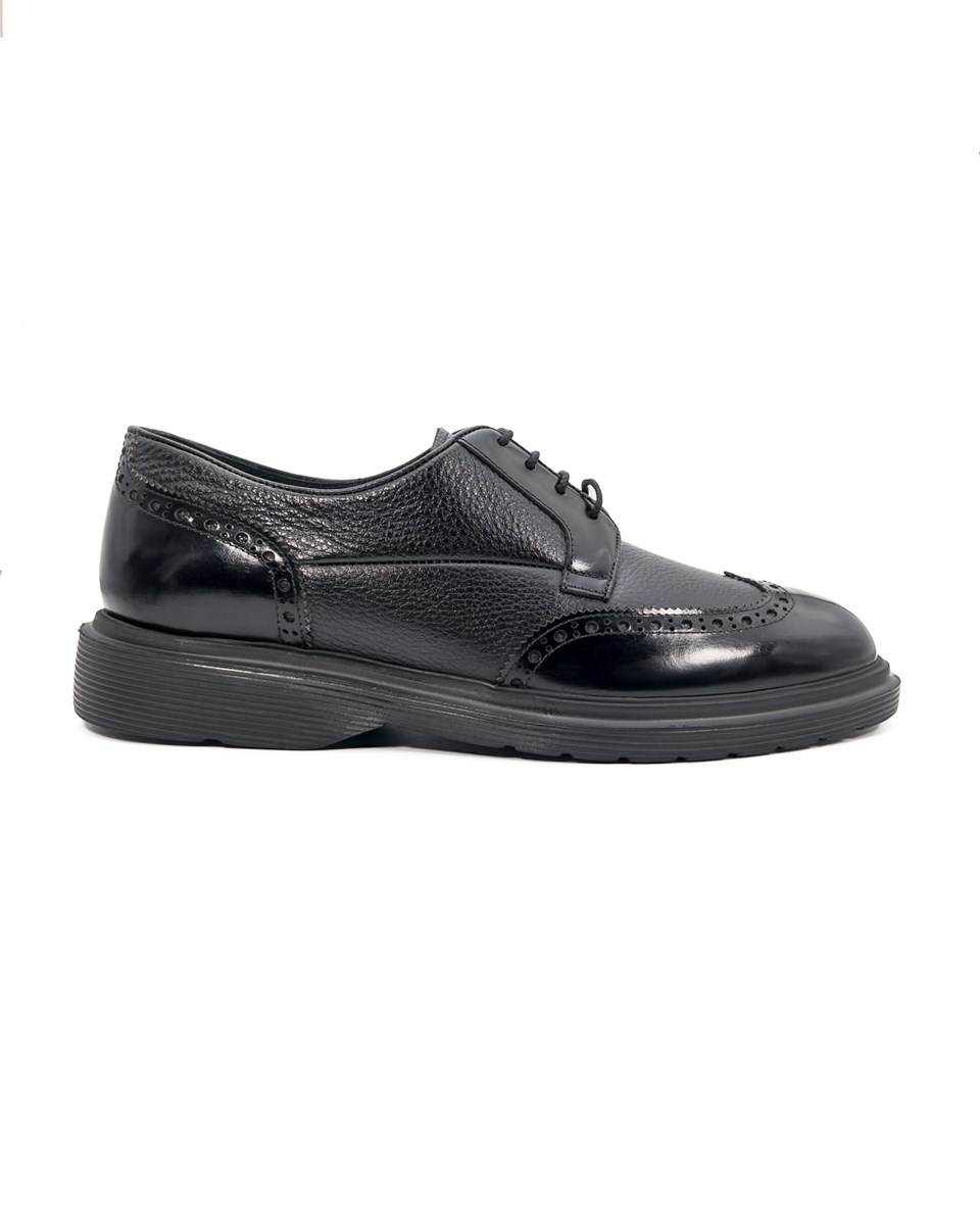 Armoni Siyah Açma Hakiki Deri Siyah Rugan Deri Günlük Klasik Erkek Ayakkabı
