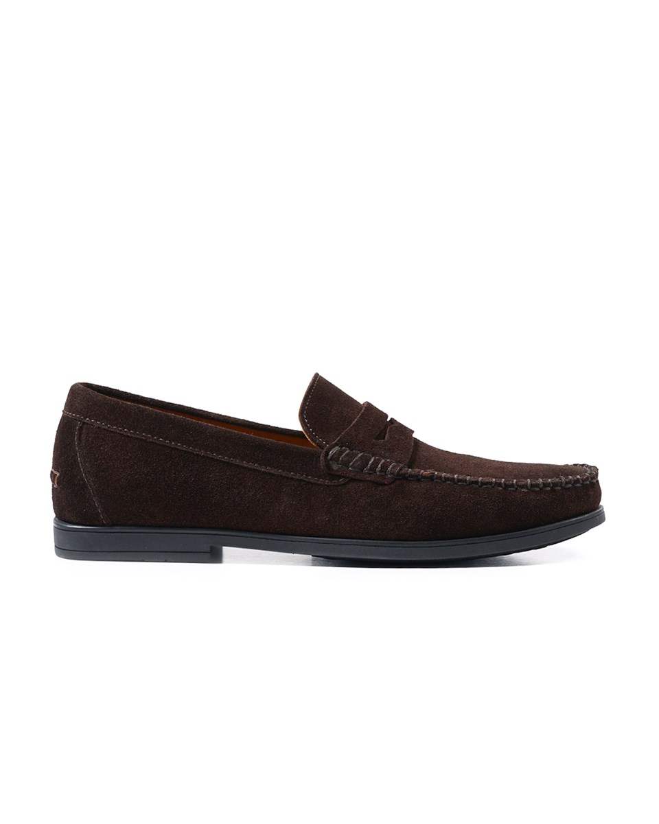 Cordelion Brown Genuine Suede Leather Loafer Shoes for Men