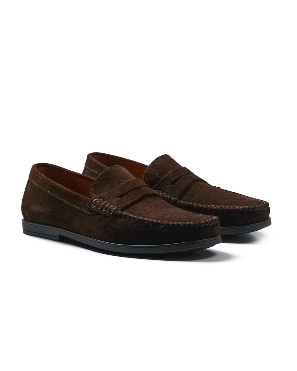 Cordelion Brown Genuine Suede Leather Loafer Shoes for Men