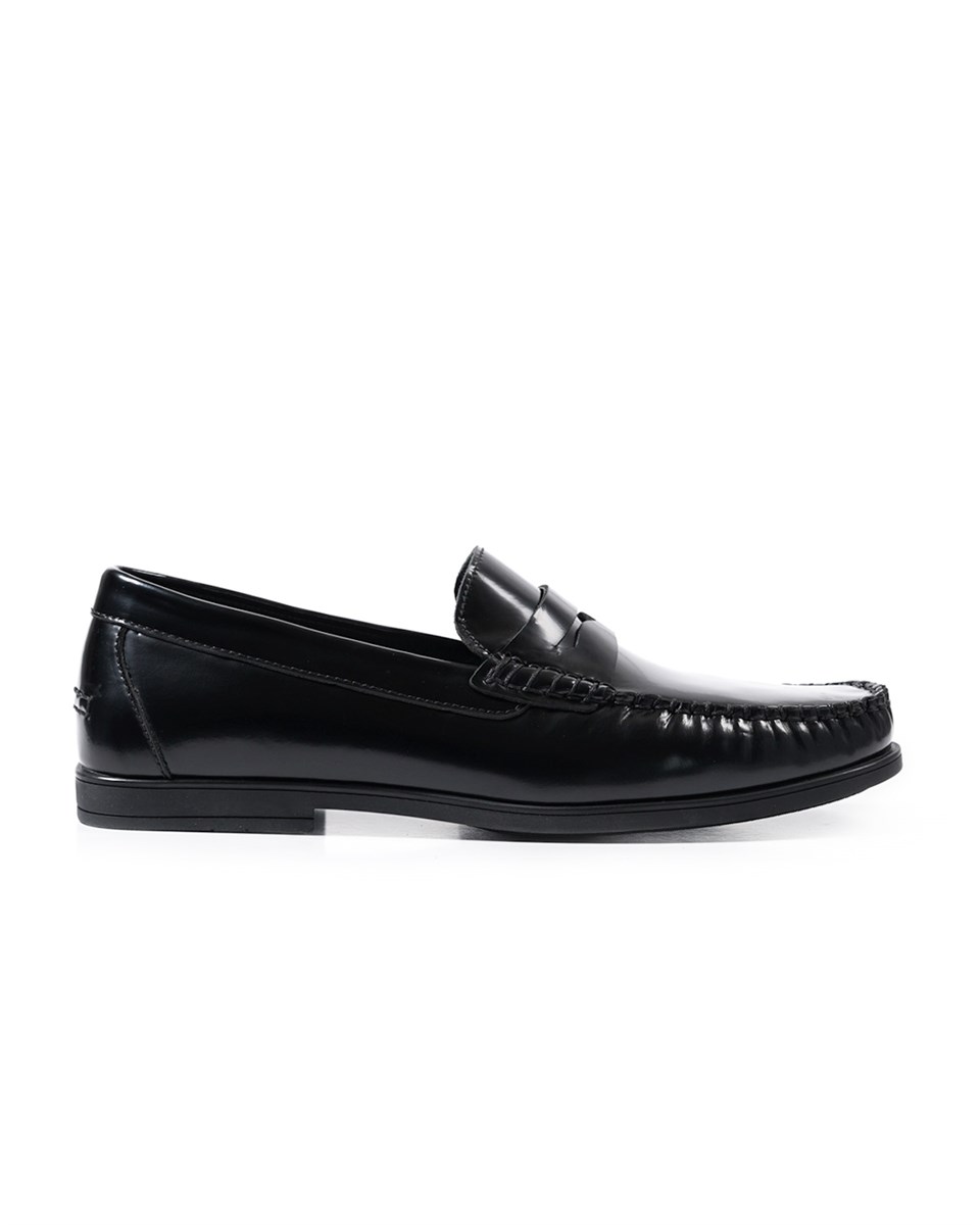 Cordelion Siyah Açma Hakiki Deri Erkek Loafer Ayakkabı