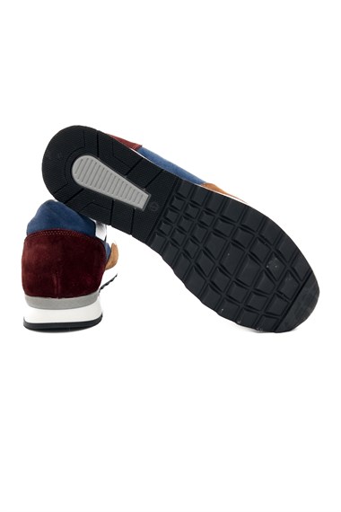 Diavel Beyaz Hakiki Deri Lacivert-Gri Süet Erkek Spor (Sneaker) Ayakkabı