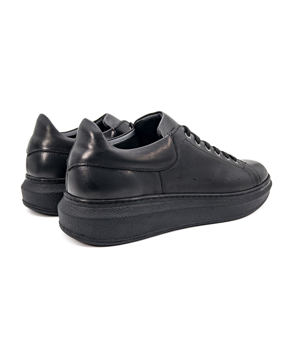 Strada Black Genuine Leather Sneaker for Men